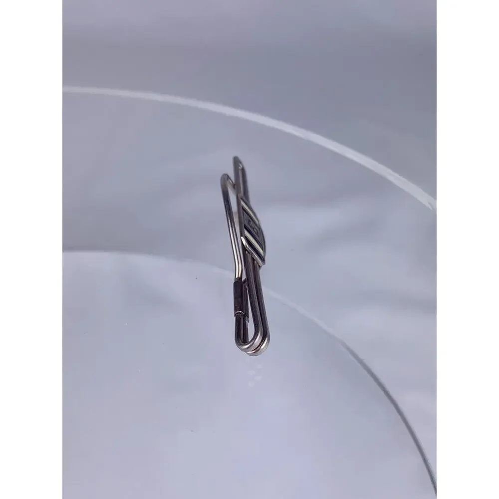 E Initial Silver Tone Tie Clip Bar White Black Enamel Retro Vintage O1